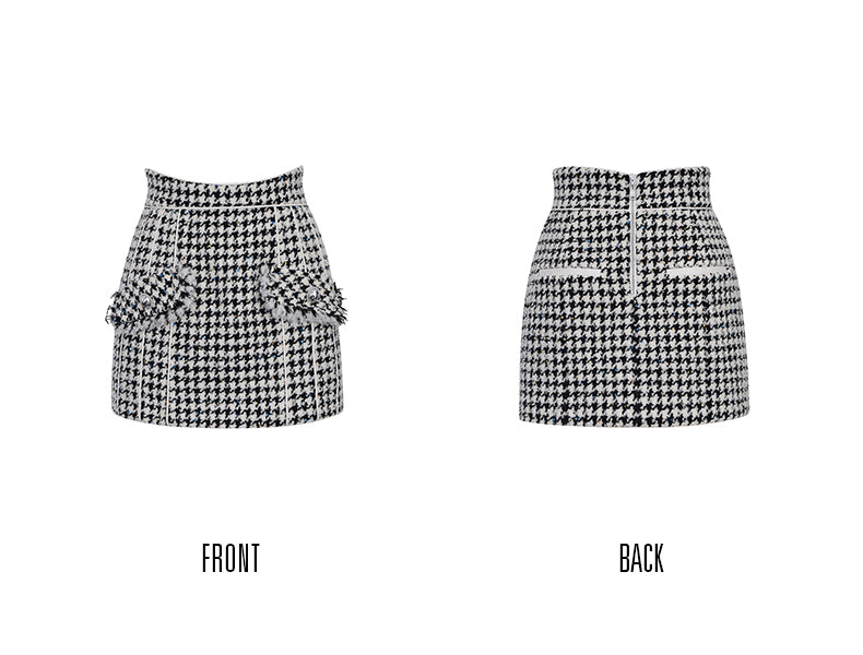 Limited edition Autumn Vintage Silhouette Tweed Houndstooth mini Short Skirt - efeu