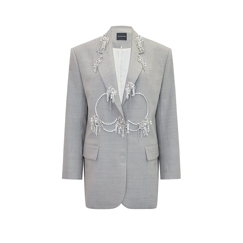 M essential Mackay designer skinny wool orchid crystal lamp tassel bead suit - TONY.