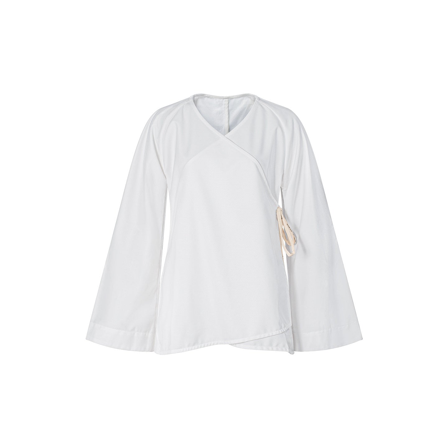TUYUE V-neck slim flared sleeve lace-up wrap top - BELLA.