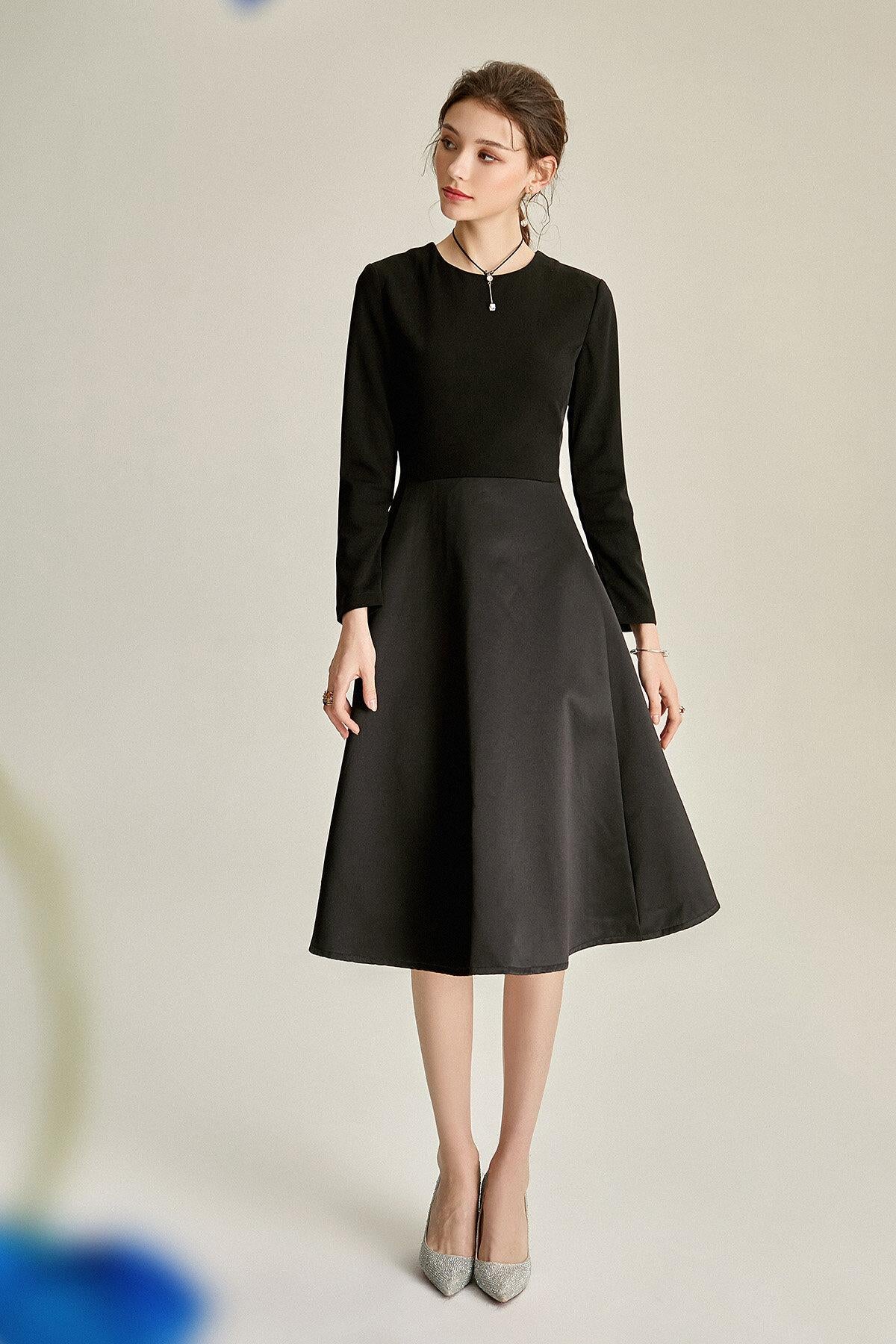 Retro Audrey Hepburn 1950 vintage Satin midi cocktail Black dress - Imo 2XL Retro Audrey Hepburn 1950 vintage Satin midi cocktail Black dress - Imo 2XL