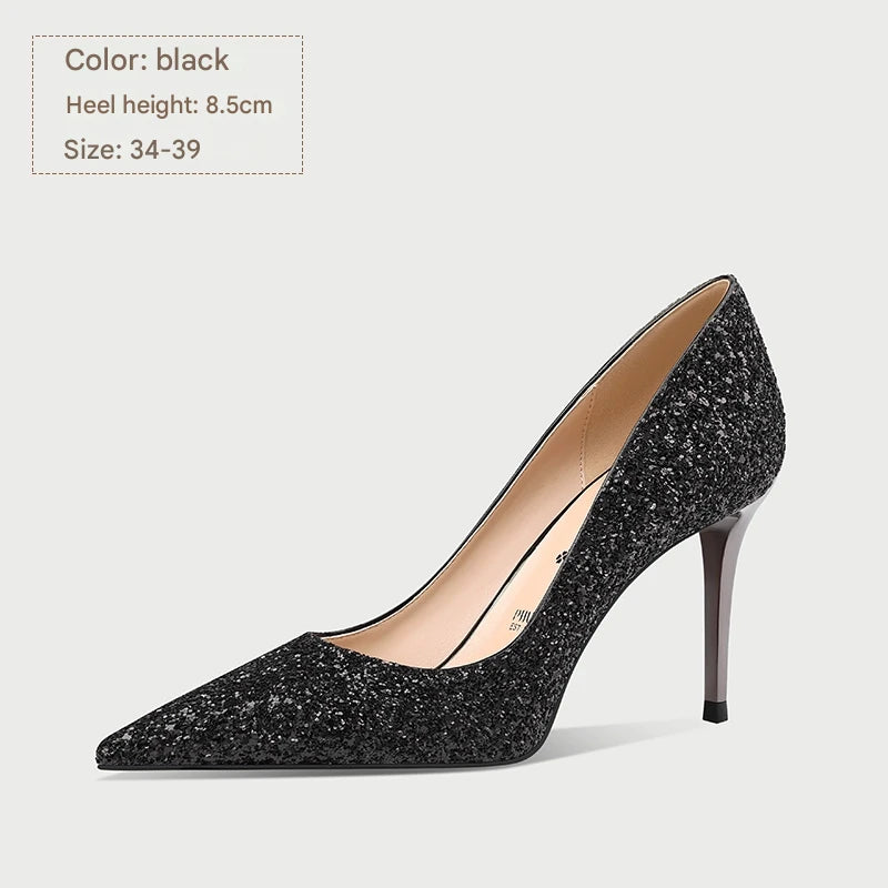 PJJUU black pointed toe high heels - ZEDO.