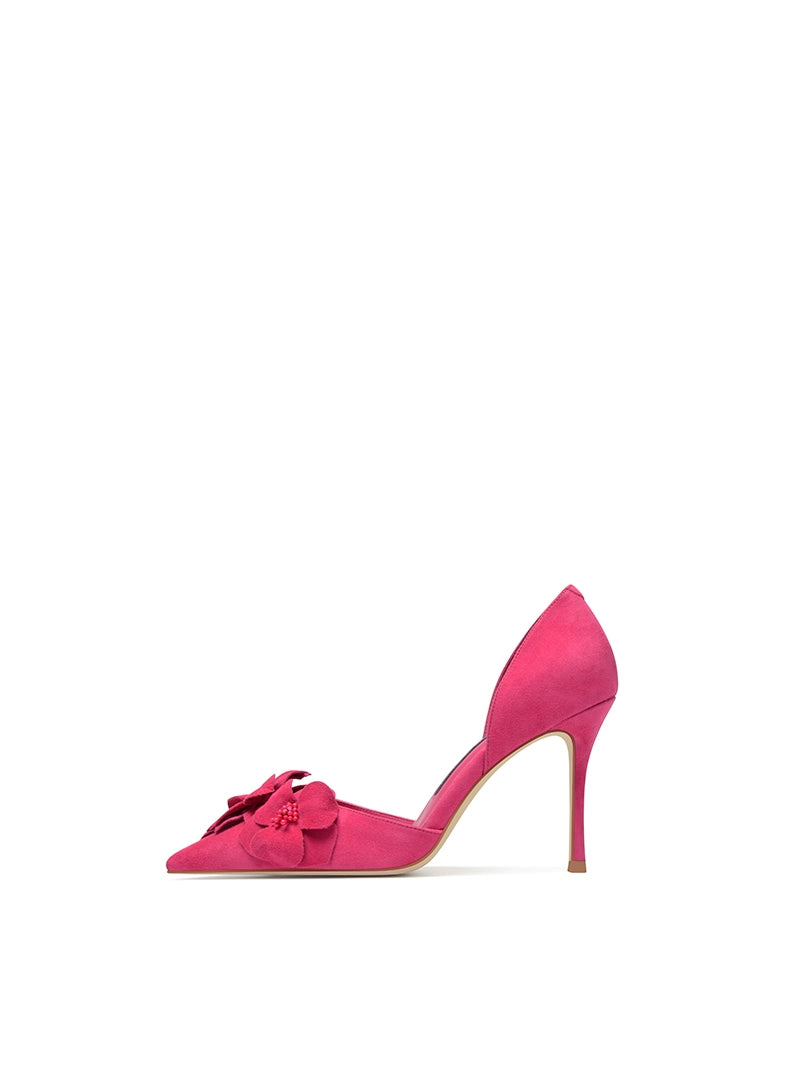 Early 2023 spring heep-reverse flower pattern, and a comfortable Fuchsia heel Lora