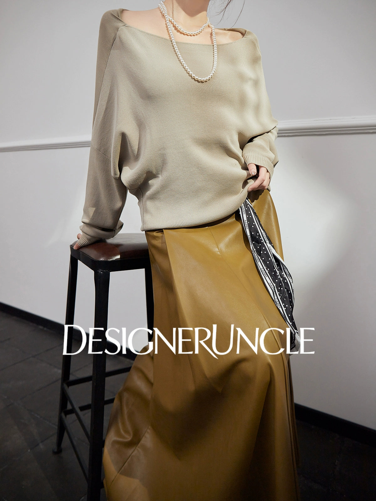 DGU|Green new design high-waisted slimming versatile high-end skirt - PEND.