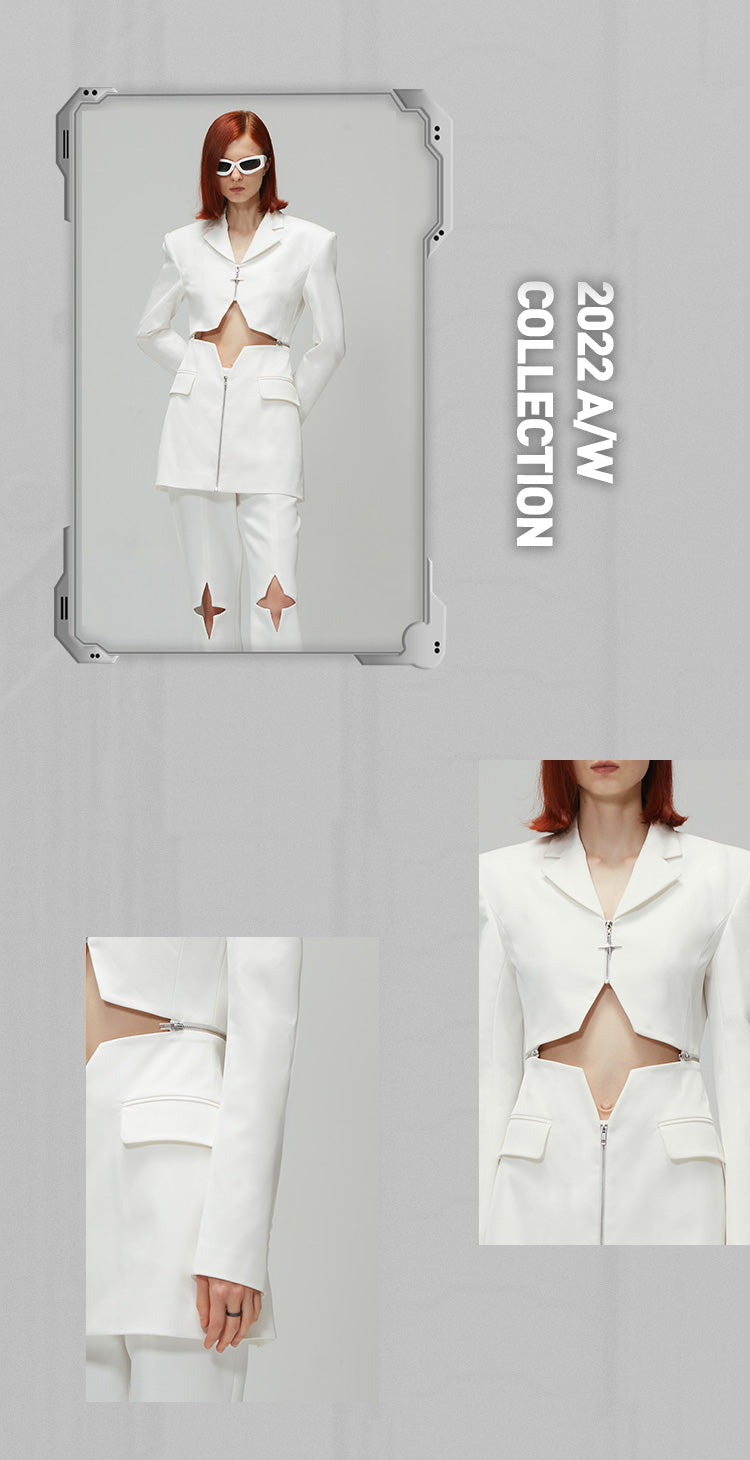 ANNAKIKI hollow star-shaped patchwork blazer -SANNY.