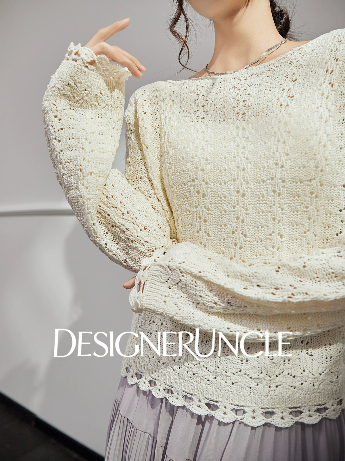 DGU "Suying" off-white knitted new air-quality versatile commuter top - Dana.