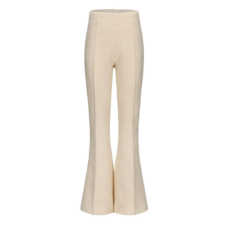 ATELIER MISS LU Fall-Winter Warm Sheep Wool Knitted Flared pants - LOVE.