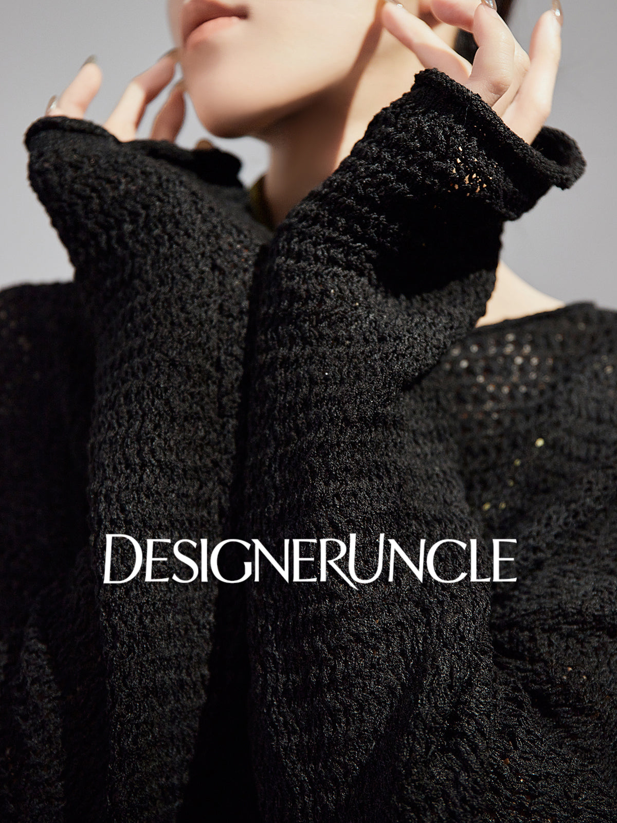 DGU| Hollow loose knitted long sleeves lazy style niche design pullover sweater - TEST.