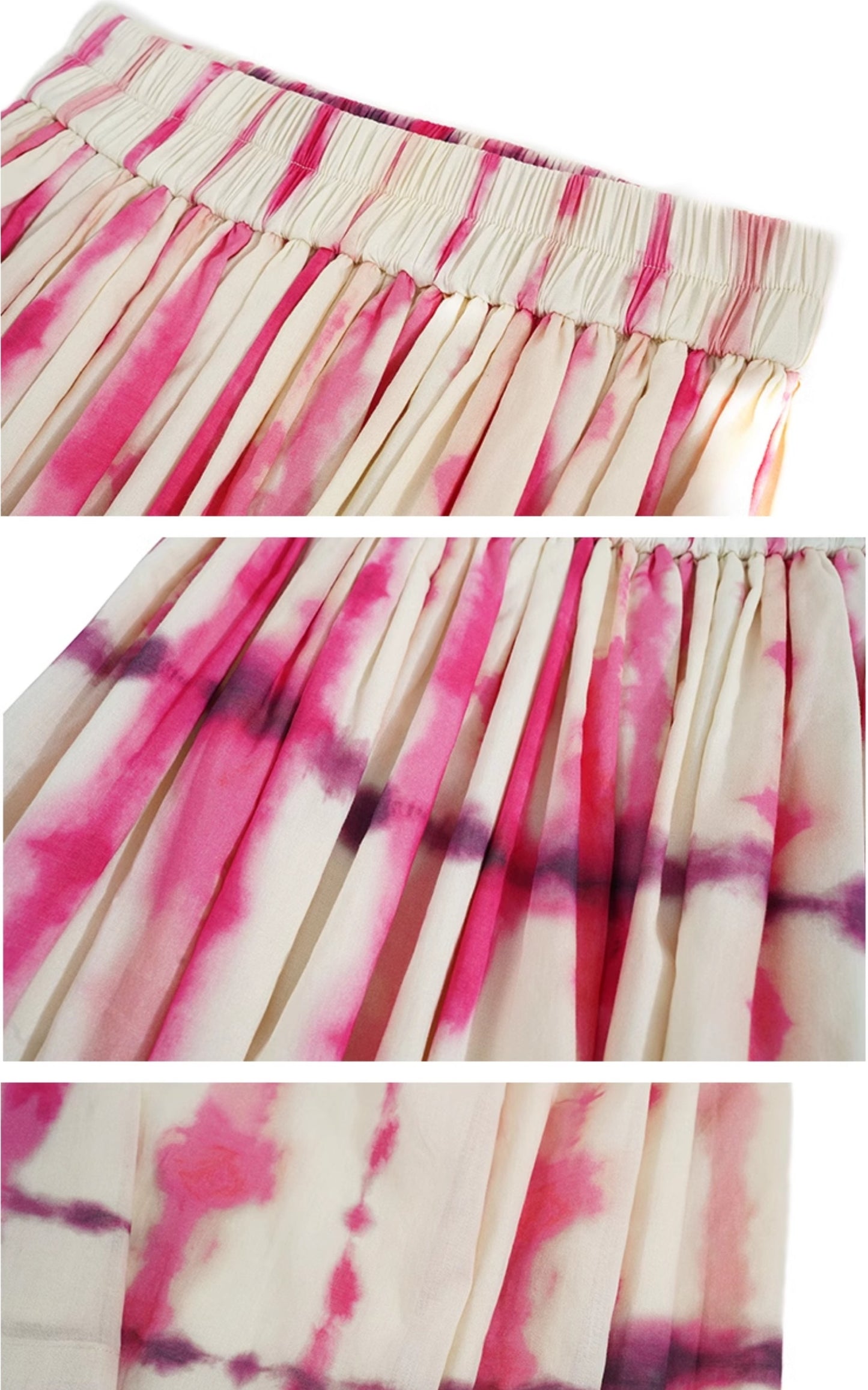 HECO 100% Cotton pink High Waist Swing Skirt Women - grace.