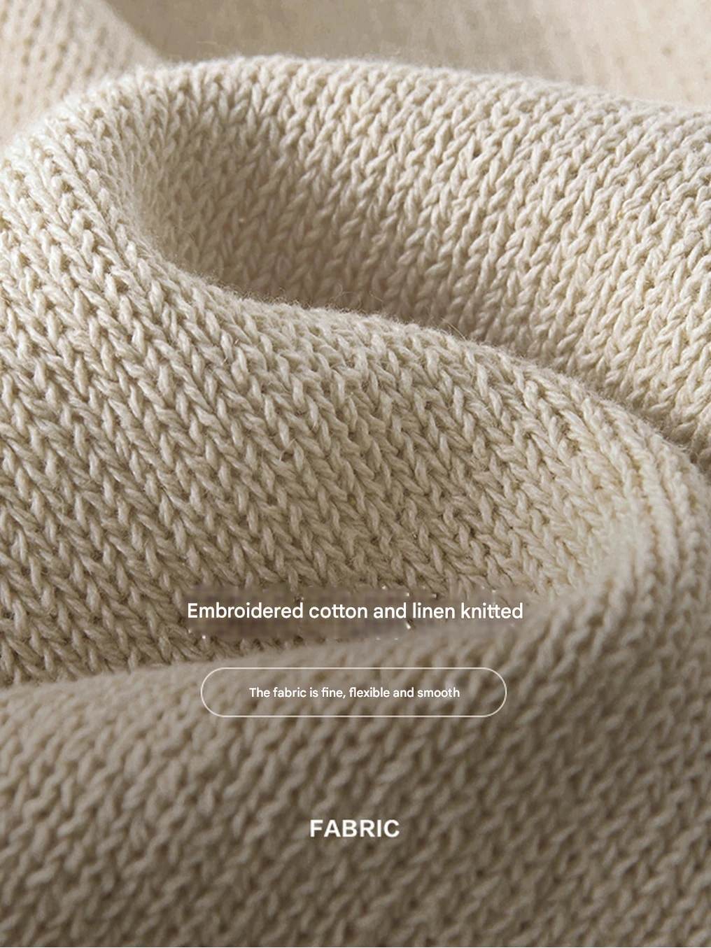 Sushe Flower Linen Cotton Embroidery Polo Collar Pullover Knit Stretch Loose-BRENDA