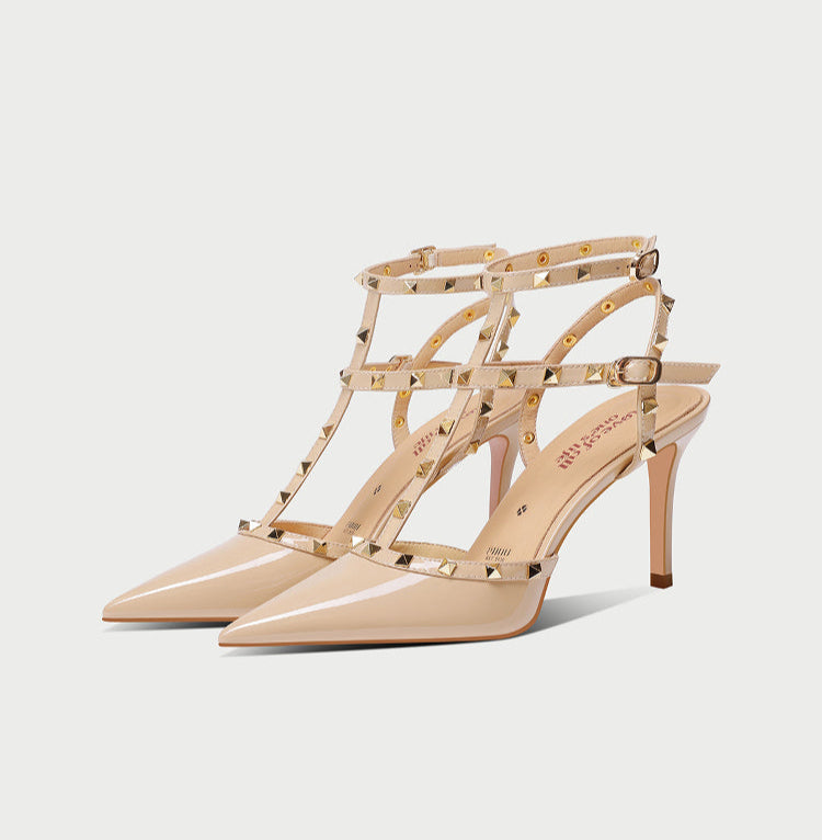 Pjjuu Nude Studded Heels Stiletto Singles - DONT