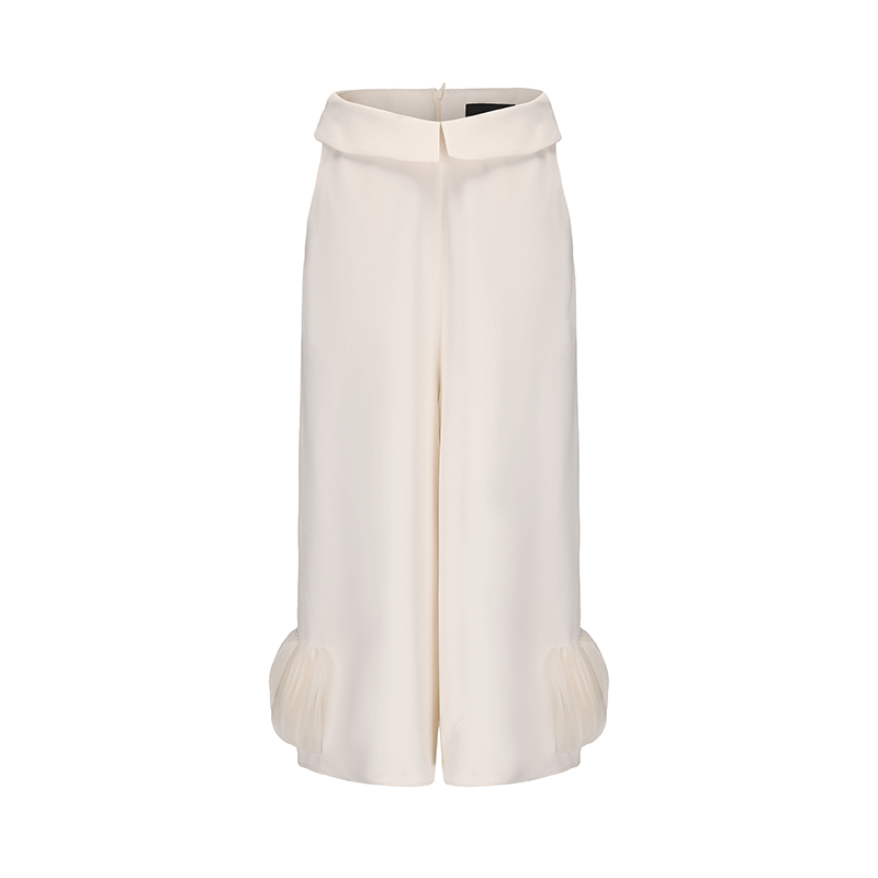 ATELIER MISS LU Cascade Disc Spliced Wide-leg Cropped Pants - PERRY.