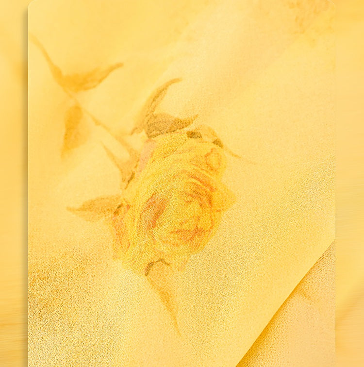 HECO Chinese Floral V-neck Asymmetric Hem Long Dress - DOMINION.