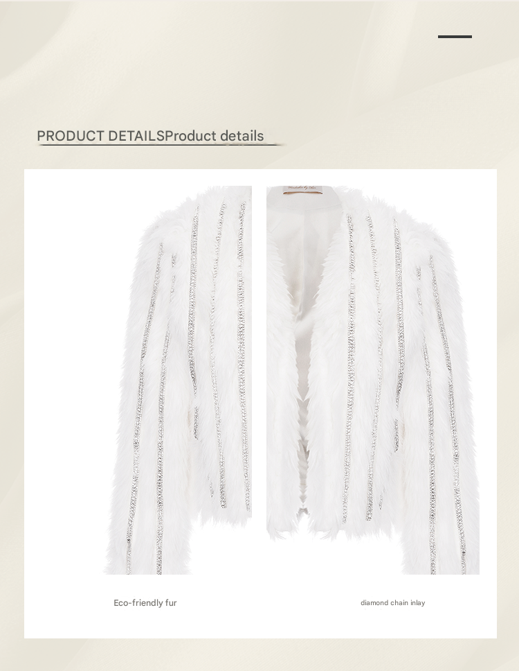 Wardrobes by Chen Luxury White Crystal Diamond Chain Tassel Short Fur Jacket-Leni