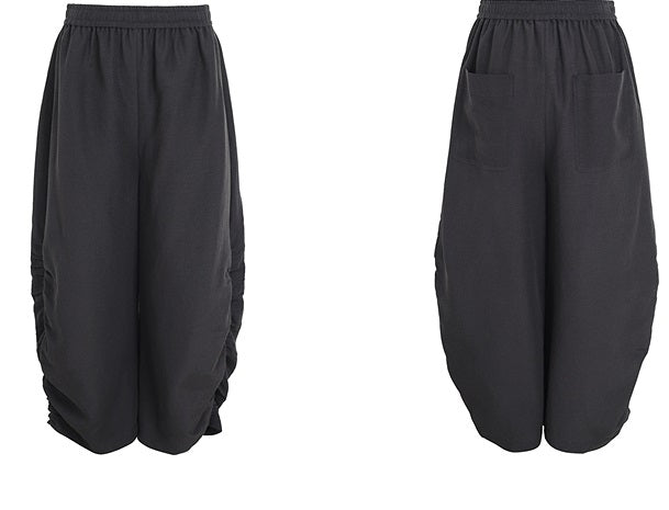 ZHUCHONGYUN black wrap style top and cocoon-shaped long pants outfit set-ARMSTRONG.