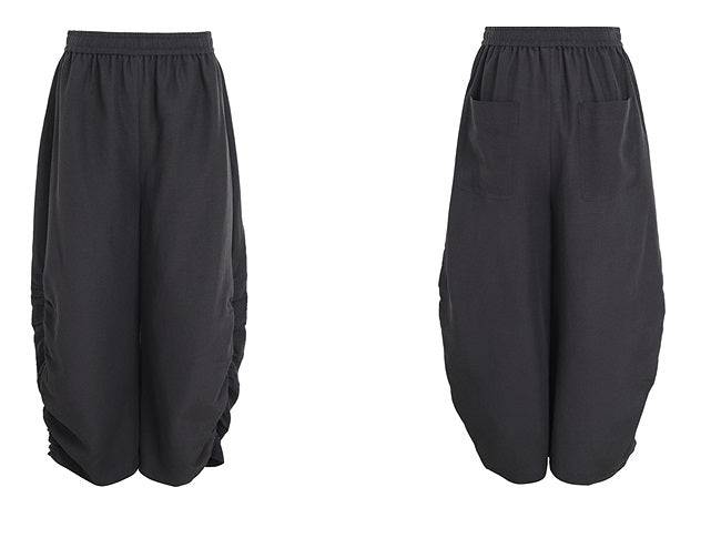 ZHUCHONGYUN black wrap style top and ruched pant outfit set-ARMSTRONG.