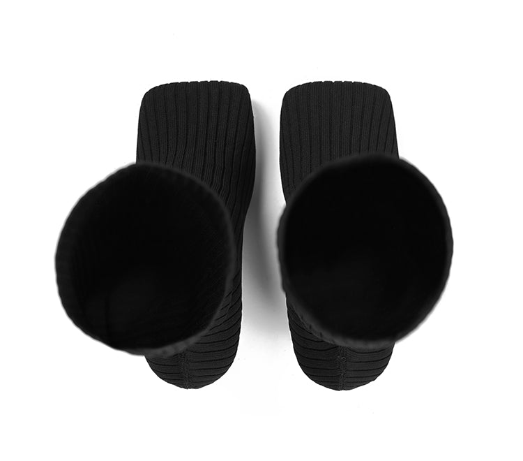 MAYALI square-toe black high-heeled elastic high boots - lioe