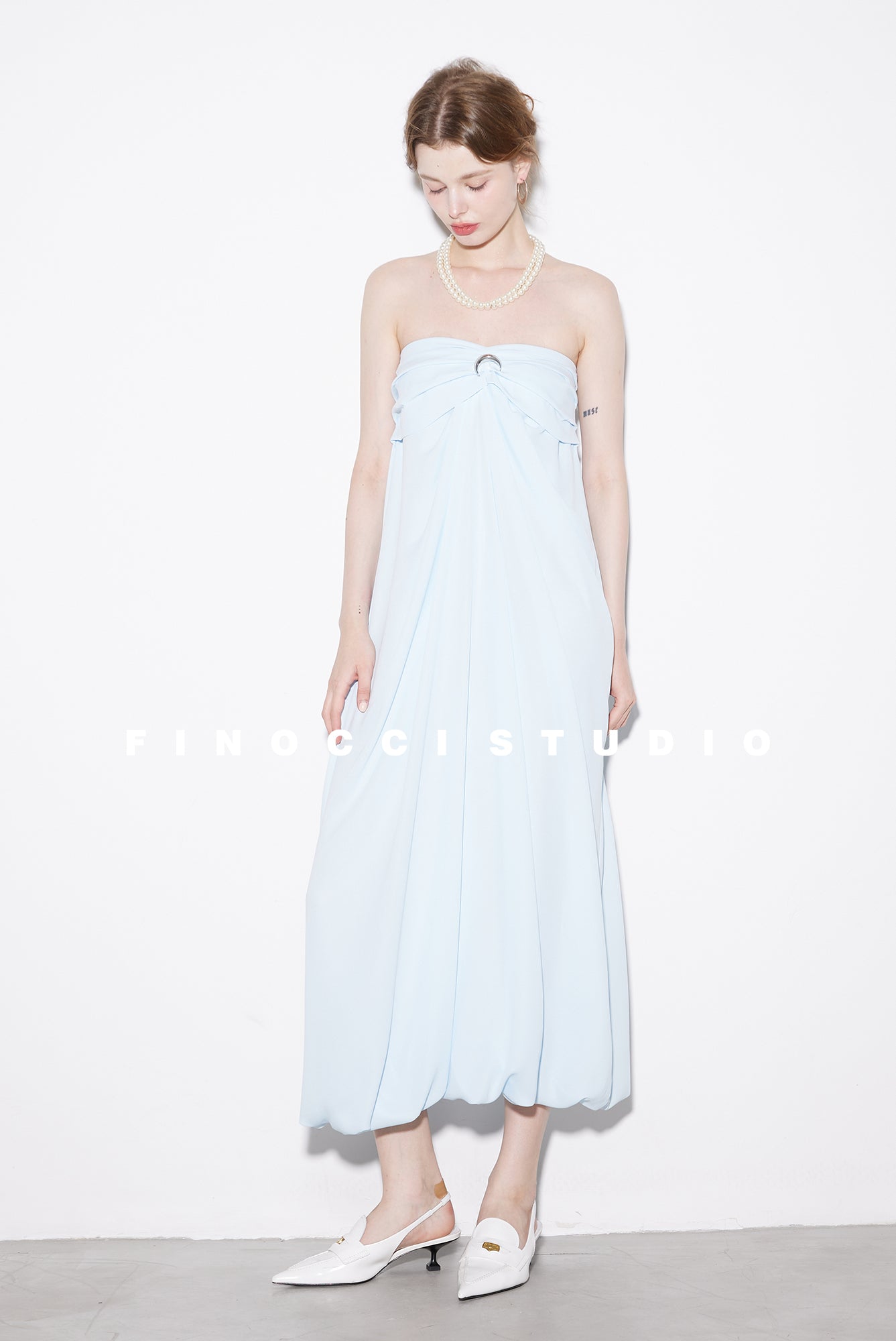 Moon Vertical Cut Cloud Hem Bandeau Dress - Billiv