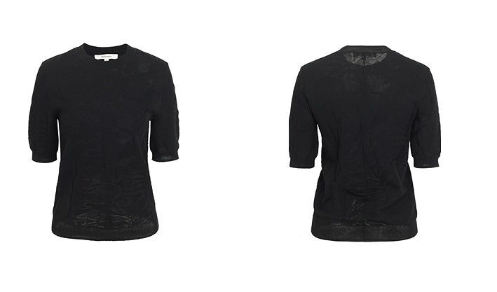 ZHUCHONGYUN Black mid-sleeve knitted top-CHROLLO.