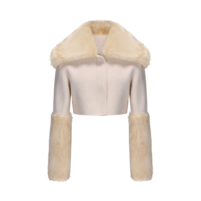 ATELIER MISS LU faux fur and sheep wool reversible short Coat - JANINE.