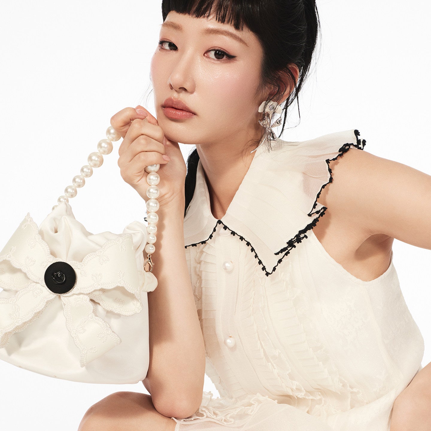 FAME organza pleated embroidered dress - JULIAN