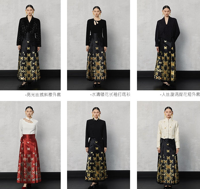 HECO Butterfly Hanfu High Waisted Long Skirt - rain.