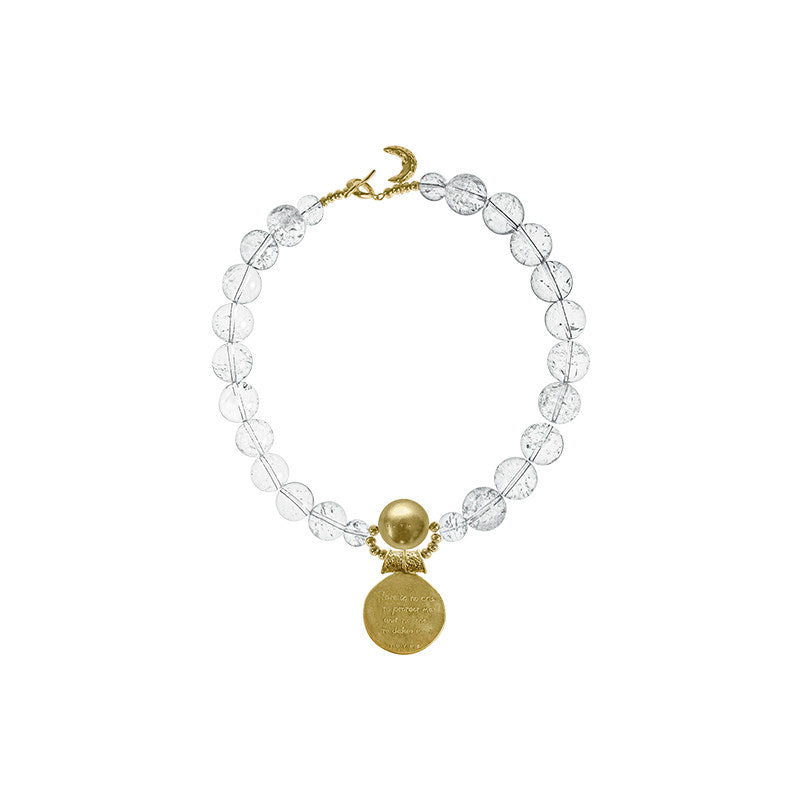 TUYUE natural white crystal round ball moon phase structure necklace - LILY.