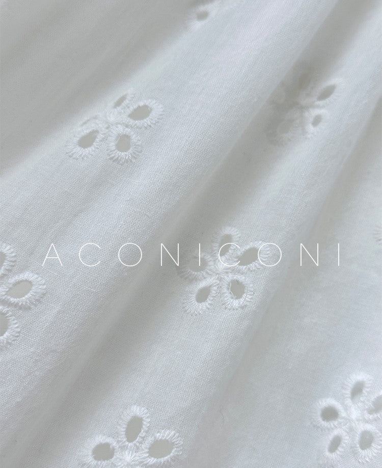 Aconiconi Elegant White Square Collar Short Sleeve Wedding Guest Dress-Juliet