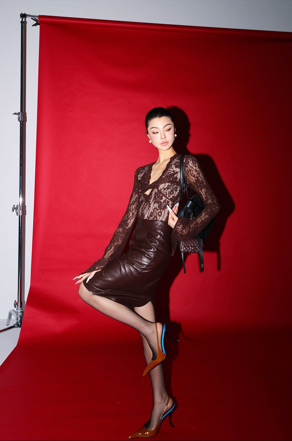 MEI SANGUAN coffee color hip-hugging skirt - ANDREW