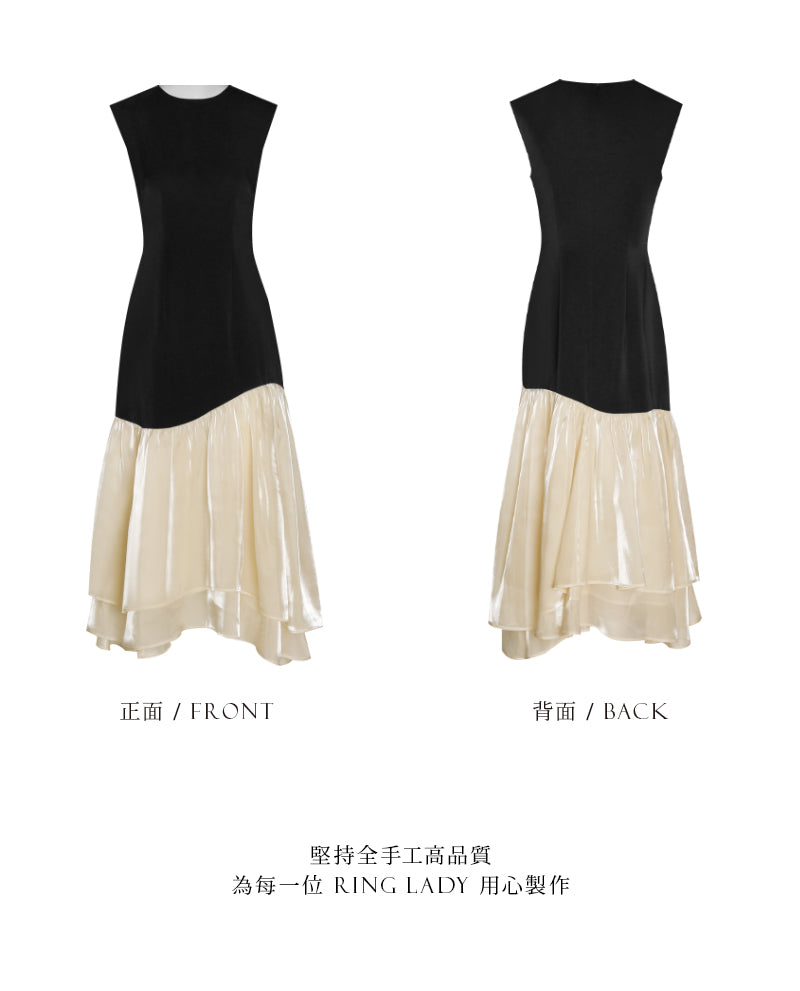 PURITY RING high end contrast fishtail sleeveless dress- Dreamy