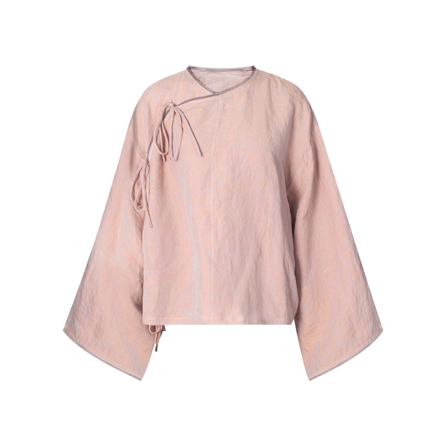 TUYUE Linen Hammer Slanted Loose Chinese Shirt - AMBER.