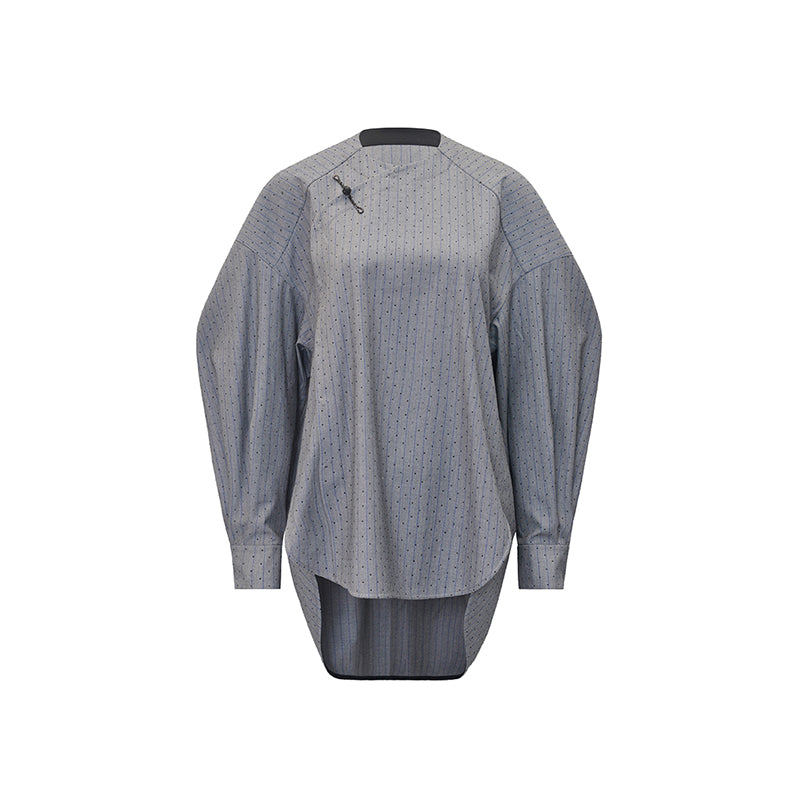 M essential Mackay designer sand diamond grey stripe diamond buckle silhouette shirt - ESHE .