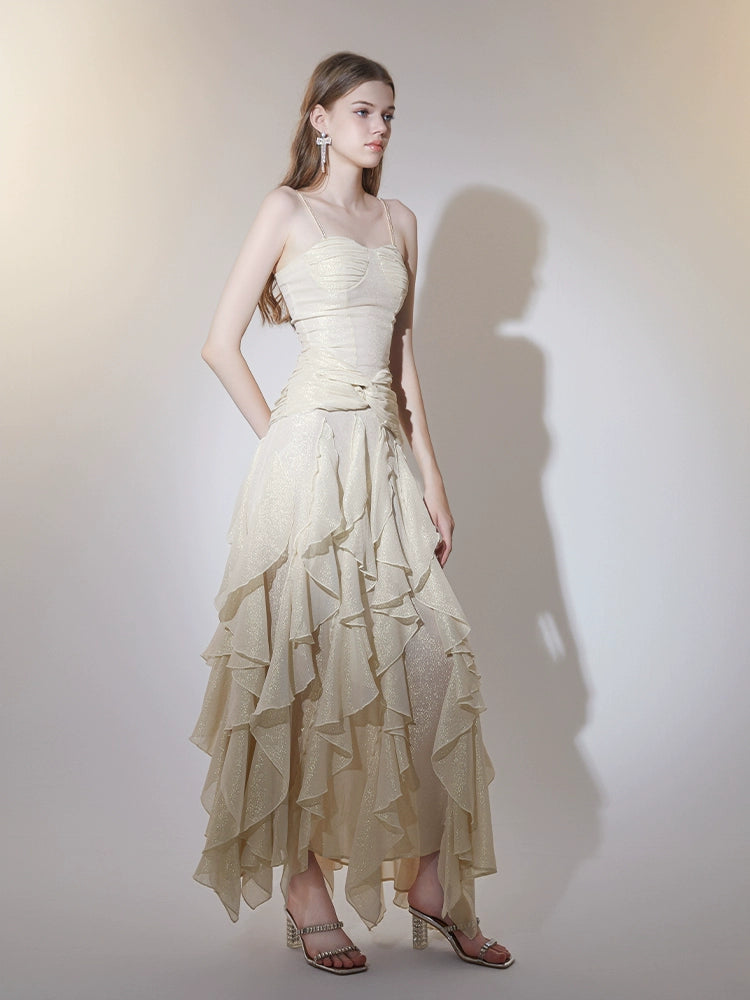 beige classy dress Victoria Beige Sequins Tweed Dress