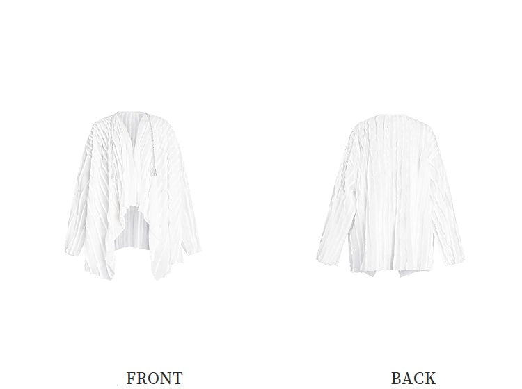 ZHUCHONGYU white loose pleated top and pant outfit set--SOUSOU.