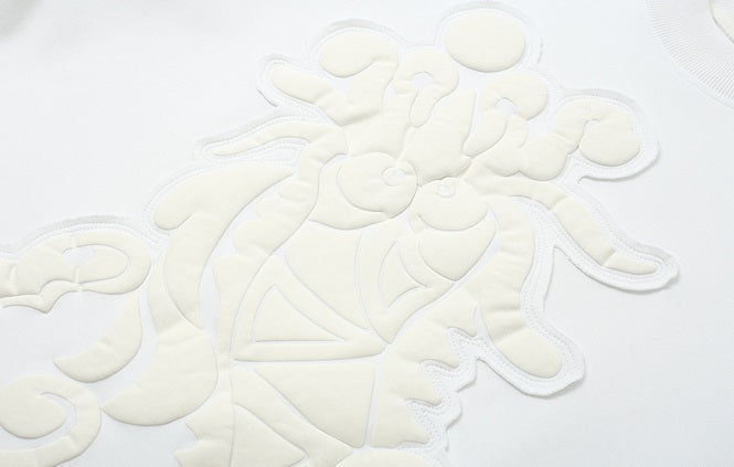 ZHUCHONGYUN white loose embroidered flower manuscript short-sleeved top-UCHIS.