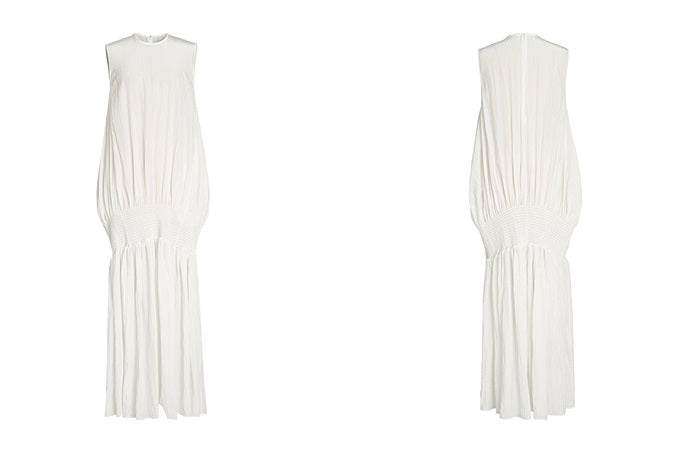 ZHUCHONGYUN white pearlescent pleated maxi dress-ROY.