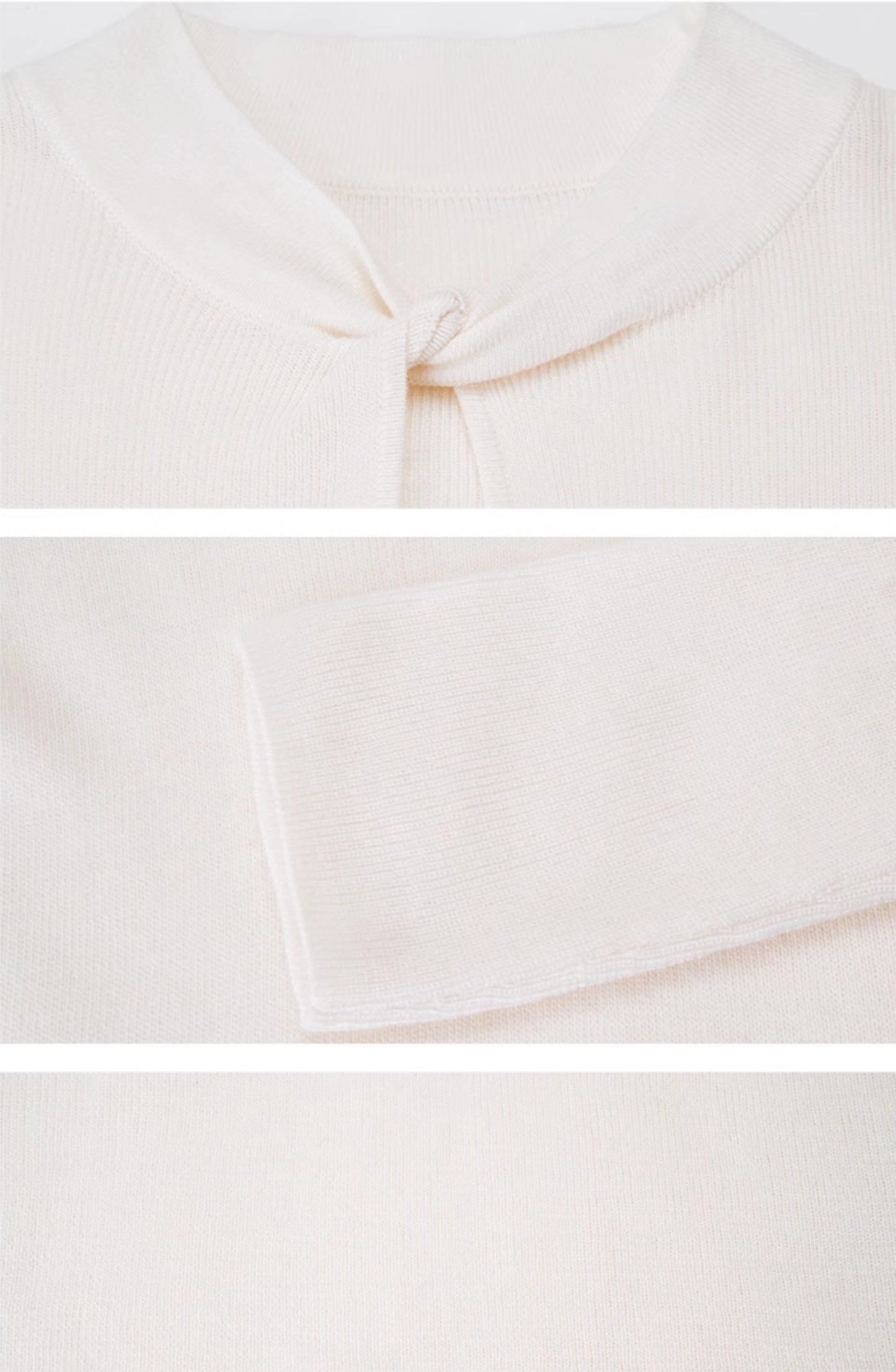 HECO red black white wool Blend twisted cut-out stand collar long-sleeved Knit- secret.