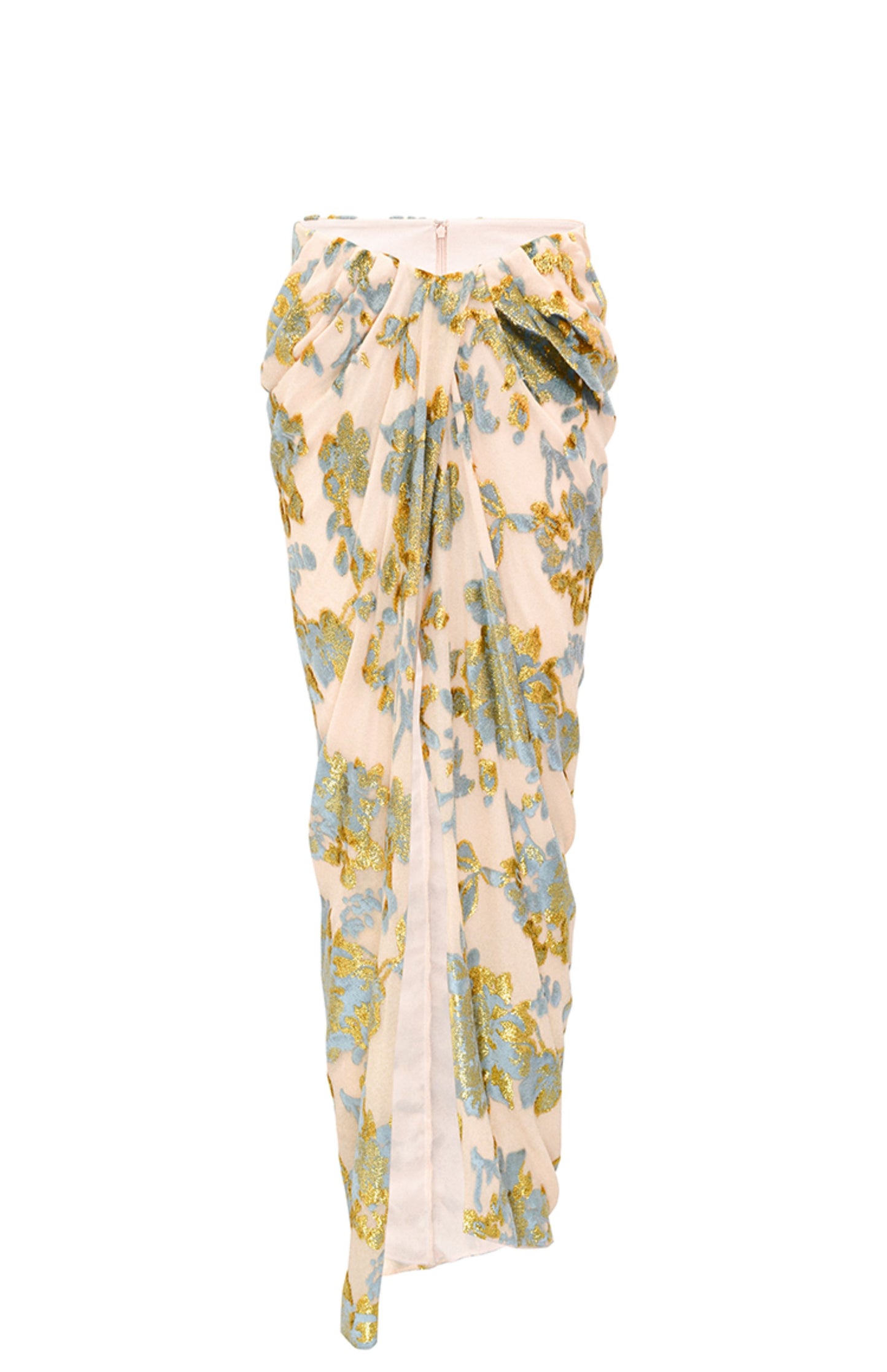 M essential Mackay designer Qili burnt floral velvet dense pleated lace-up loose top - PETER.