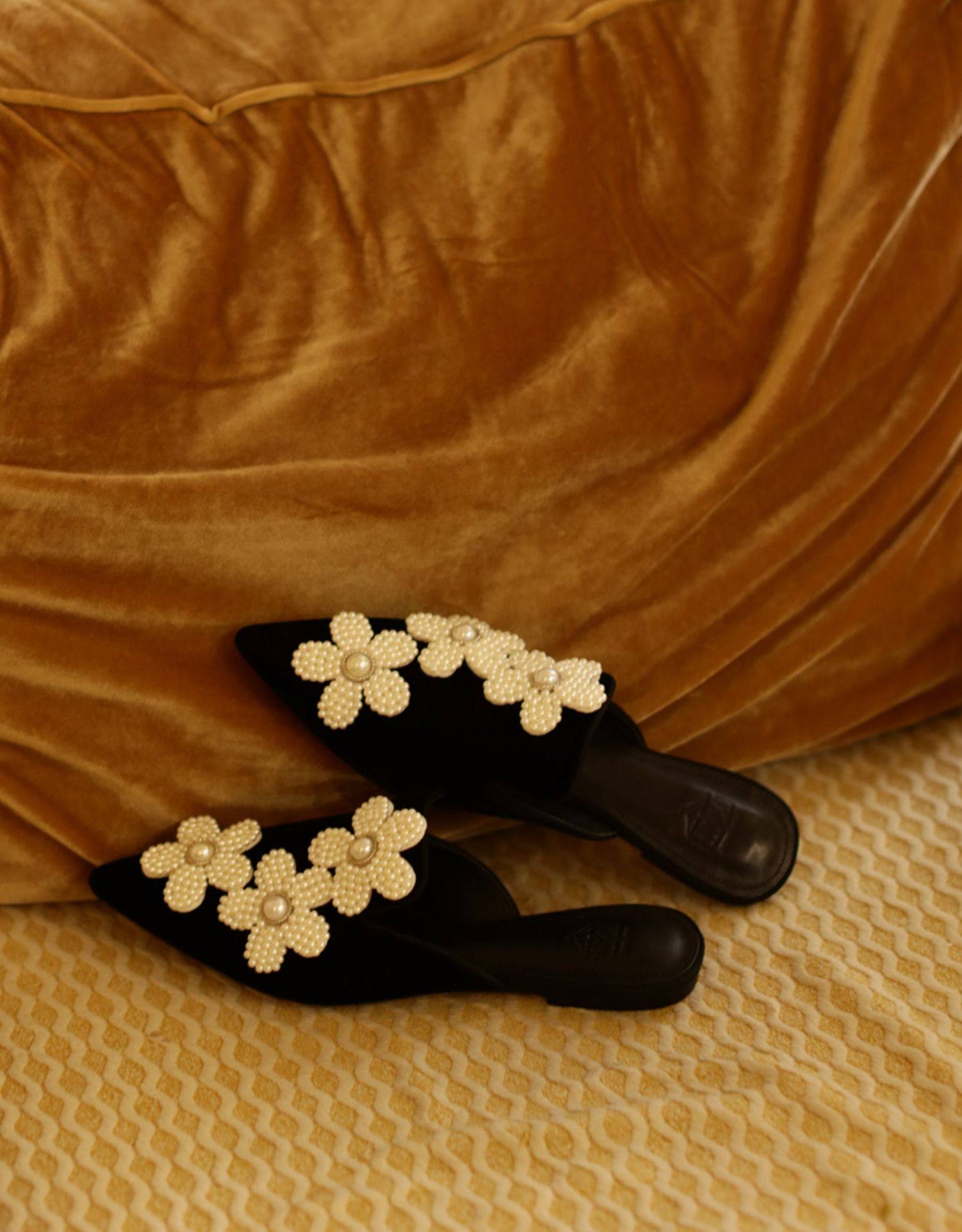 B-FEI pointed toe flower design French half-slip mules-TRENT.
