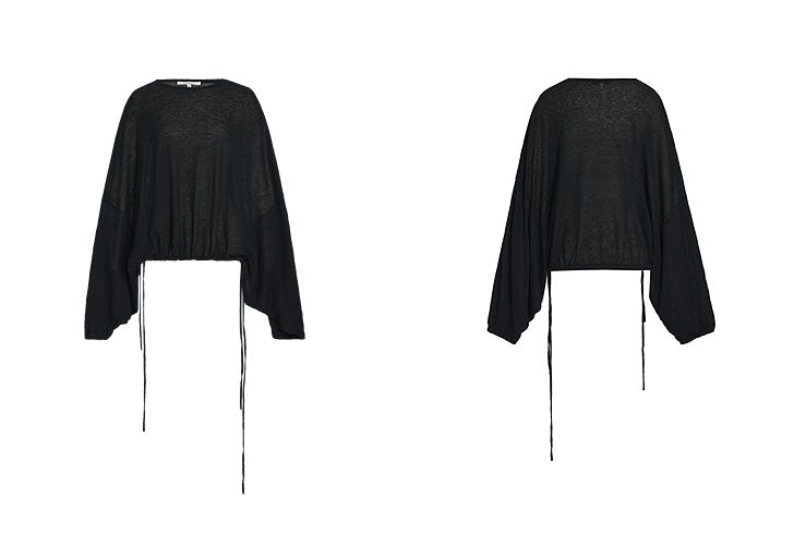 ZHUCHONGYUN pleated cuffs drawstring knit top-NODE.