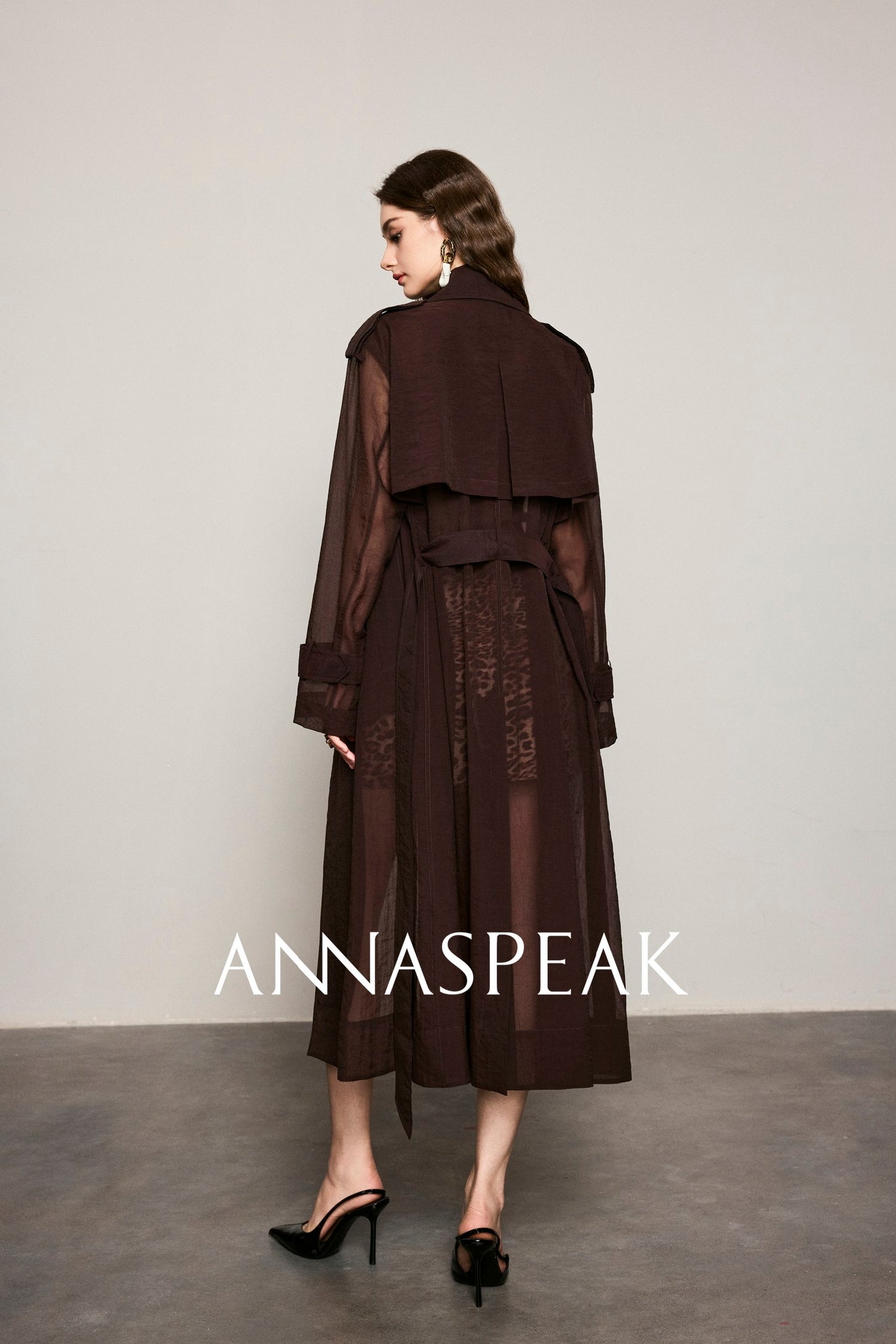 ANNASPEAK Machine Midi Length Lightweight Loose Silhouette Long Trench Coat-MUA.