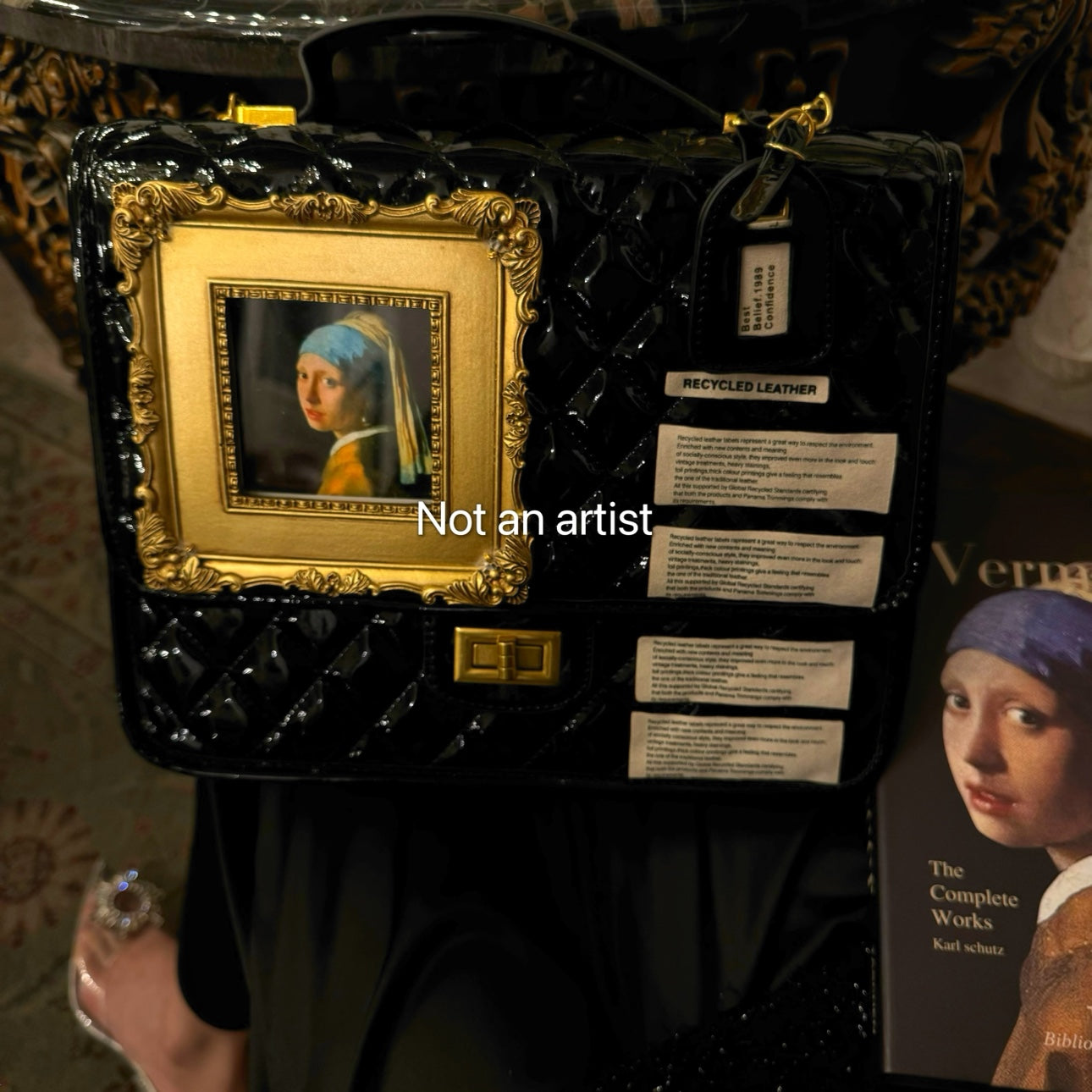 NOT AN ARTIST Walking artist patent leather briefcase - CUE