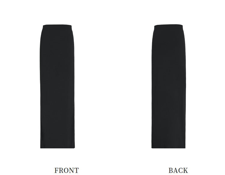 ZHUCHONGYUN Black Drawstring Straight Knit Skirt-ITSUKI.