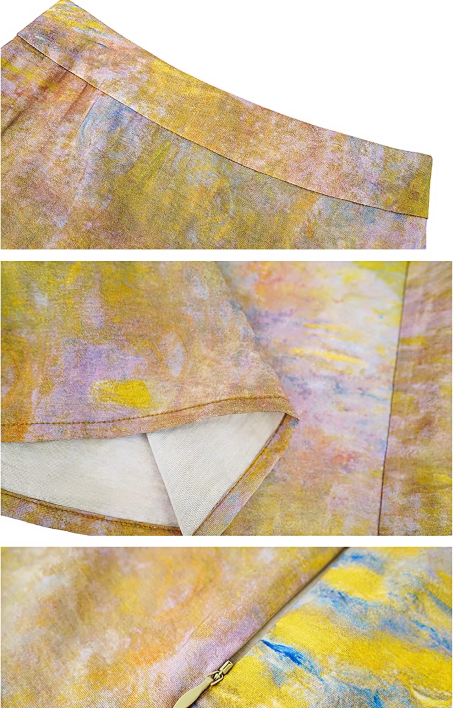 HECO Oil Painting Print High Waist Slim Skirt- SHIELD.