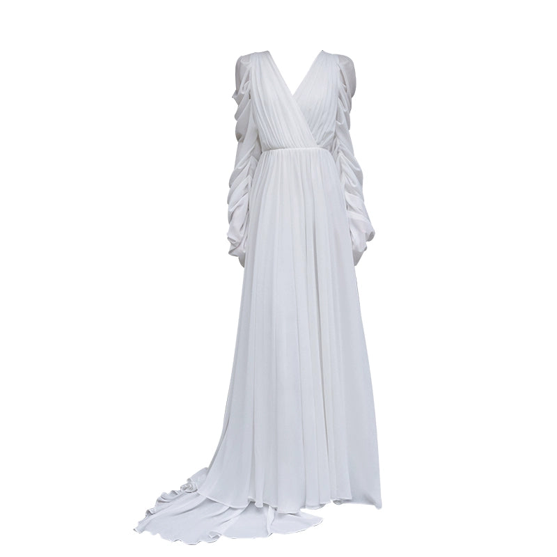 GOUDIN white bridal dress robe cool niche light luxury dress-NIMO.