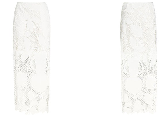 ZHUCHONGYUN embroidery slit flower straight skirt-GIYUU.