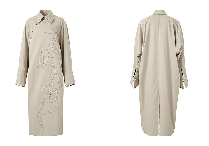 ZHUCHONGYUN khaki embroidered diagonal Chinese jacket-ZOLDYCK.