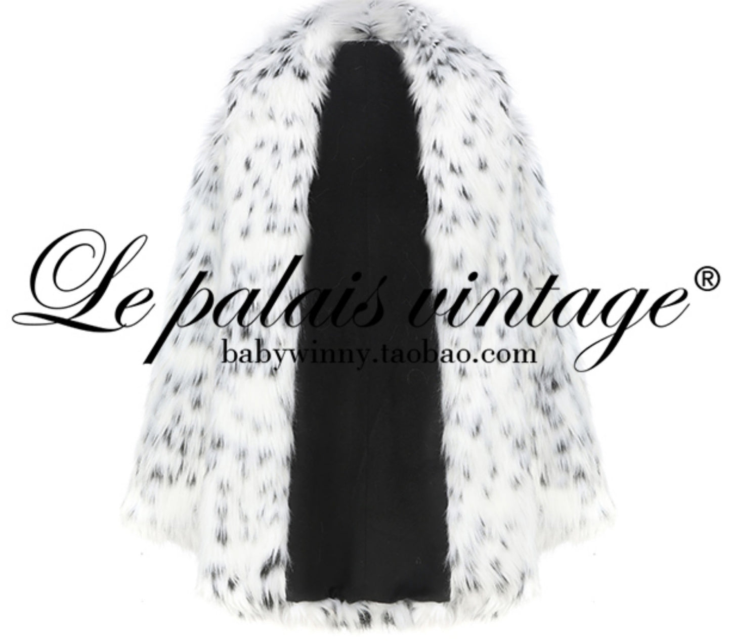 Le Palais Vintage Black and White Dot Silhouette Fur Coats -DOE