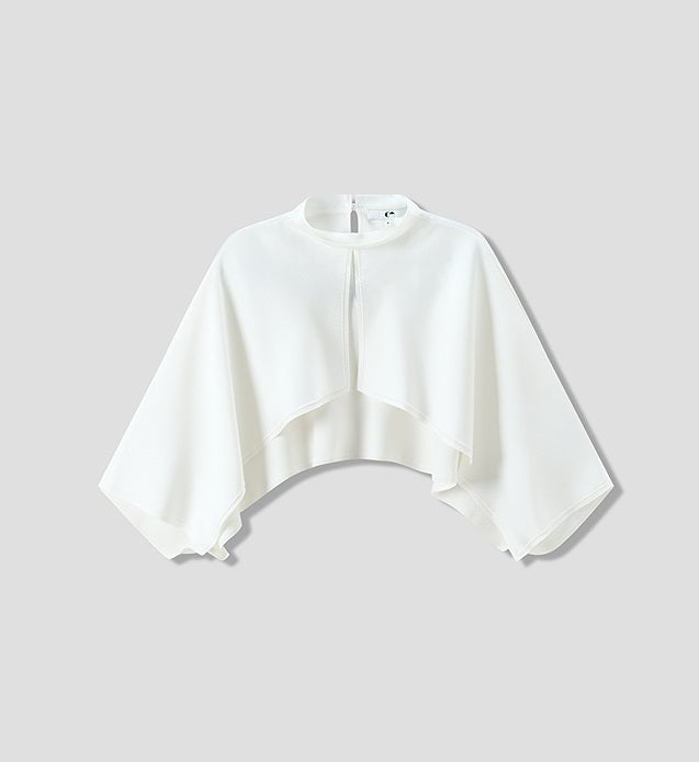 COMME MOI Lv Yan designer summer new women's small stand collar white cape top - DAISY.