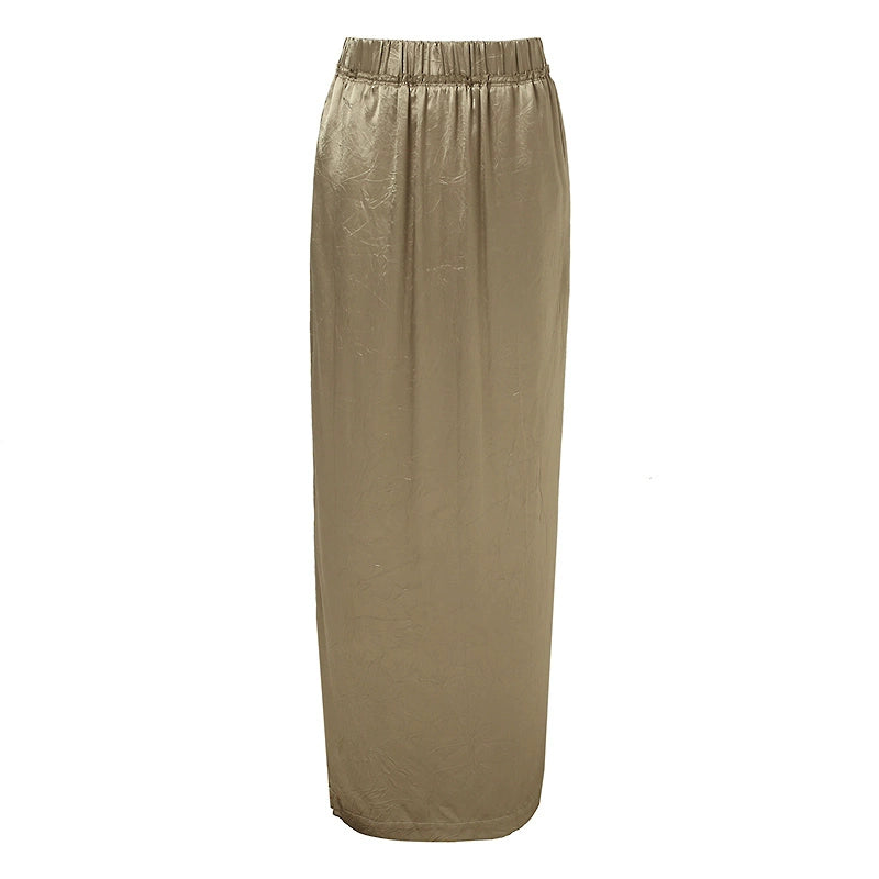 ZHUCHONGYUN satin loose straight new Chinese metallic jacket and skirt outfit set-ELRIC.