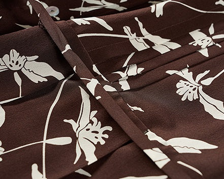 COMME MOI Lu Yan designer's new women's printed pleated silk streamer dress - LUCKY.